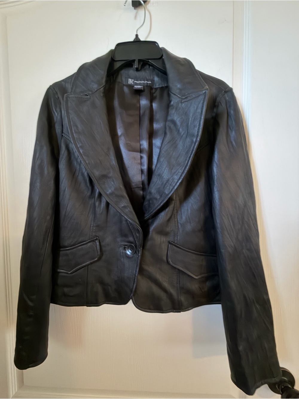 Vintage NWOT INC Textured Leather Western Blazer w/Scallop Shoulder Flap Pocket